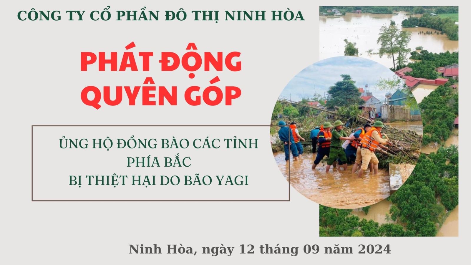 PHÁT ĐỘNG QUYÊN GÓP ỦNG HỘ  ĐỒNG BÀO CÁC TỈNH PHÍA BẮC BỊ THIỆT HẠI DO BÃO YAGI